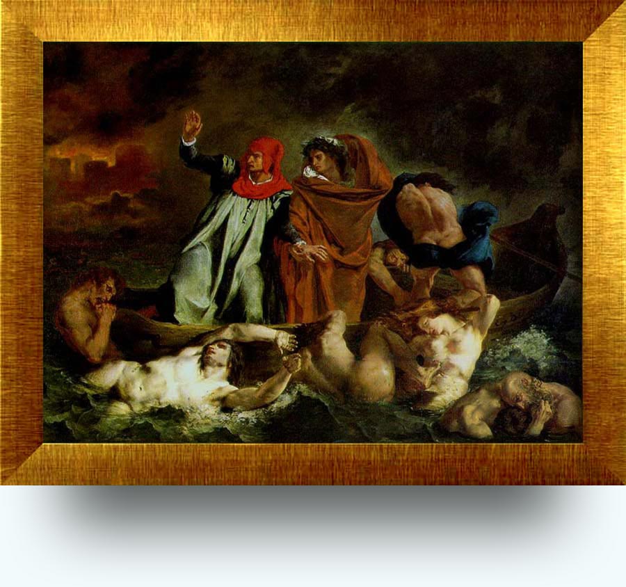 Eugene Delacroix. The Barque of Dante. Oil on canvas H. 1.89 m; W. 2.41 m. Purchased at the Salon of 1822