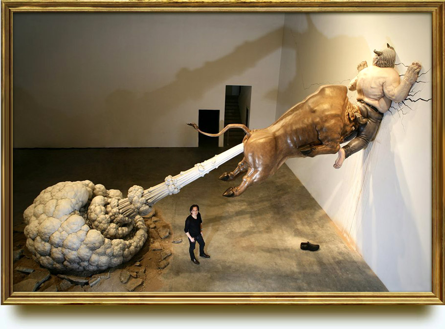 Chen Wenling (b. 1969 in Anxi, Chinese; lives and works in both Xiamen and Beijing). What You See is not Necessarily True. 2009. True H×L×W:  600×1100×500 cm. Fibre glass painted.