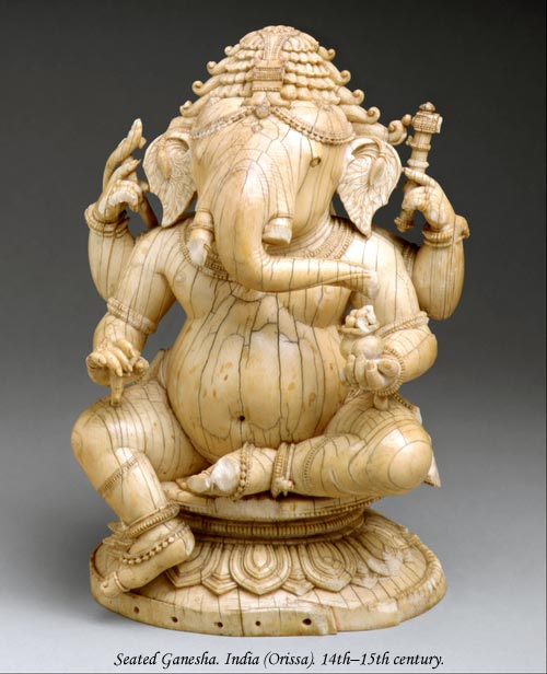 Seated Ganesha. India (Orissa). 14th–15th century. Ivory. H. 7 ¼ in. (18.4 cm). The Metropolitan Museum of Art.