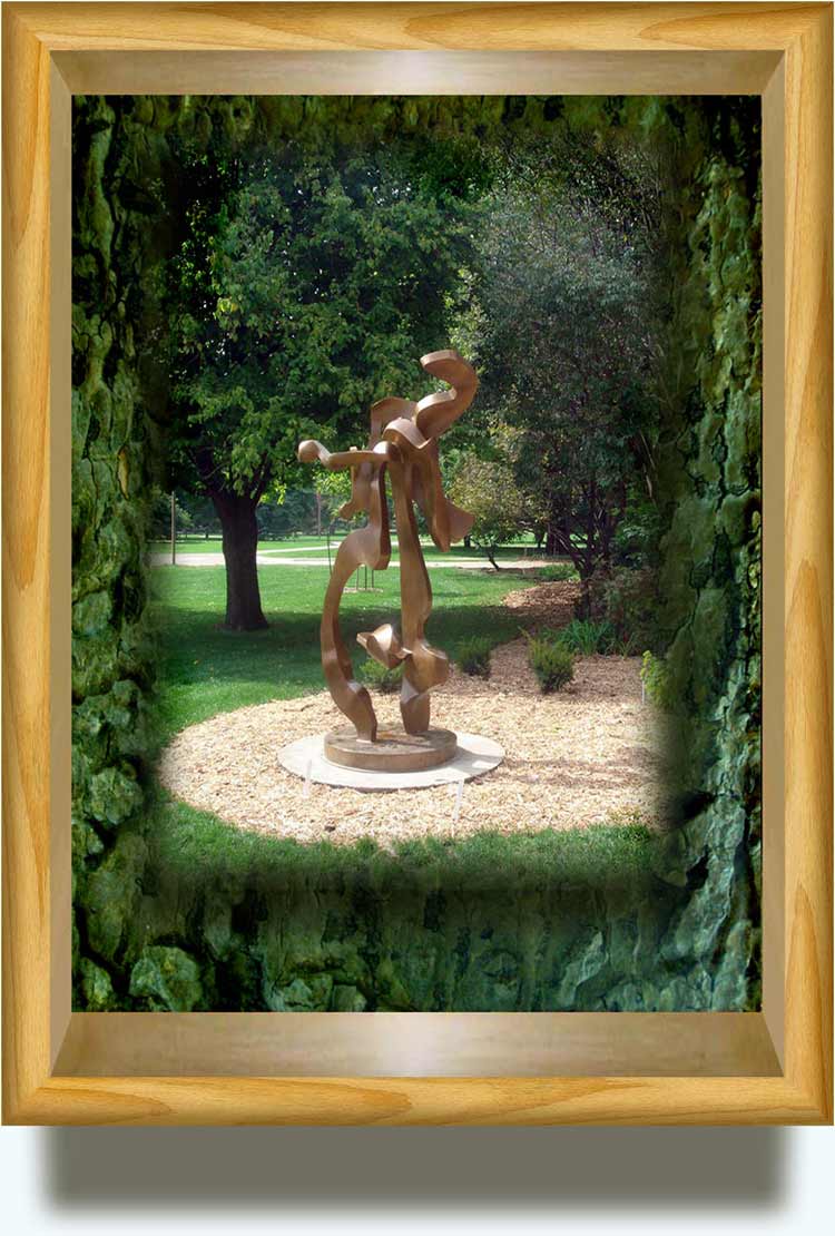 Bill Barrett (b. 1934 in Los Angeles). Cosmo. 2006. Fabricated bronze. Ames, Iowa, Iowa State University. Elizabeth and Byron Anderson Sculpture Garden.