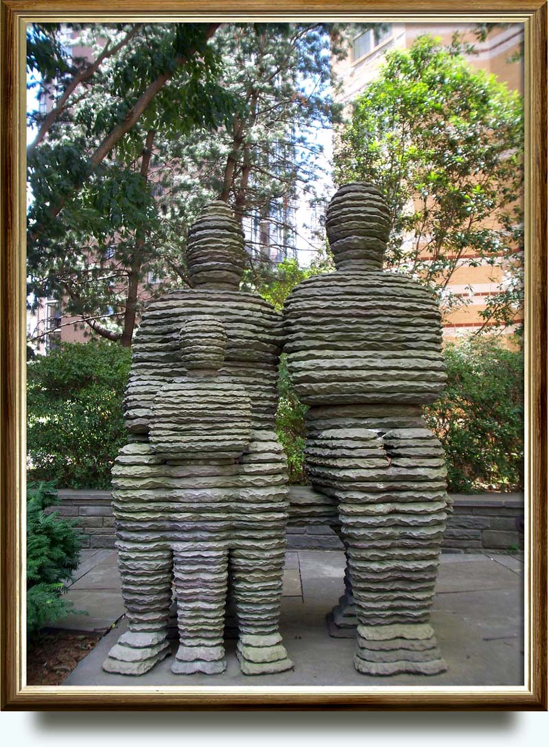 Boaz Vaadia (b. 1951 in Gat Rimon, Israel. Currently lives and works in New York City, New York). The Family: David, Haggit and Adoniyya. 1992. Bluestone. 83×66×48 in. Partnership between Arlington County and LaSalle Partners 1300 N 17th St., Roslyn, VA, US.