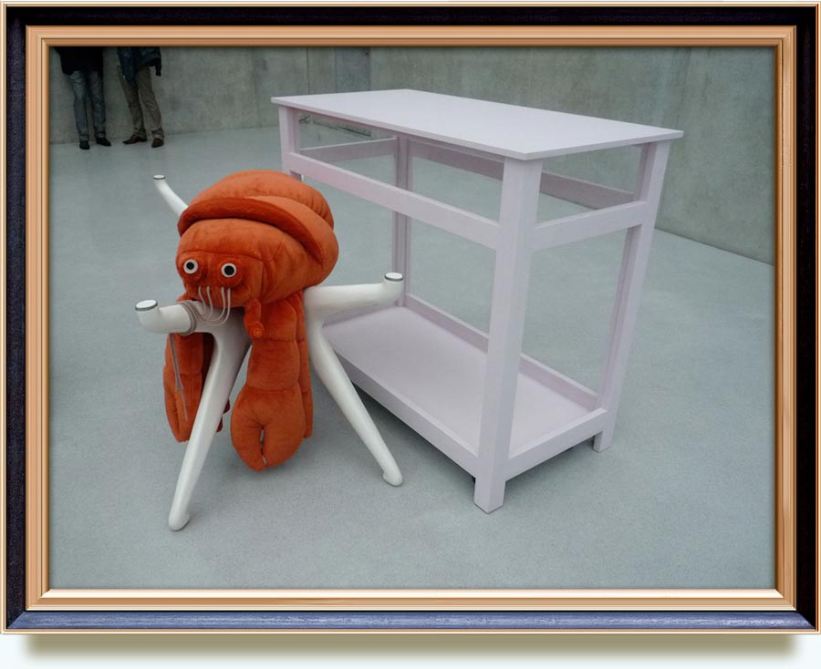 Cosima von Bonin (b. 1962 in Mombasa, Kenia. Lives and works in Germany). Starfish and hermit crab. Sewn textiles and white-enamelled metal. Exhibition  The Fatigue Empire, July 18 – October 3, 2010 in in Kunsthaus Bregenz (KUB), Vorarlberg, Austria. http://www.flickr.com/photos/produzentin/4828320324/