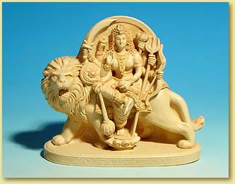 Goddess Durga on Lion Mini Statue, 4 inches high. http://www.goddessgift.net/images/goddess-durga-resin-ivory-statue-mini-SO-MSDD.jpg