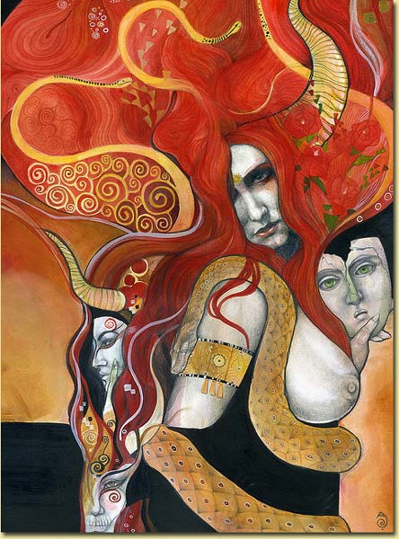Patricia Ariel. Lilith. Mixed Media (Watercolor, Acrylics, Pastel and Graphite on illustration board). 15×20. 2010. Borrowed: ————— http://www.flickr.com/photos/laethereaofficina/4347994380/