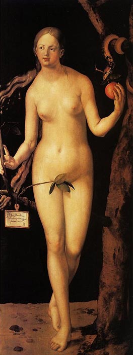 Albrecht Durer (1471–1528). Eve. 1507. 209×80 sm. Oil on panel. Museo del Prado, Madrid, Spain.