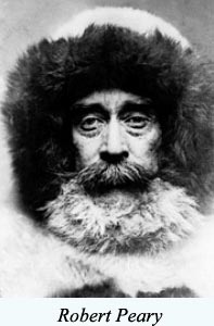 Robert Edwin Peary (1856–1920), американский исследователь Арктики. В 1909 году объявил о покорении Северного полюса, что вызвало массу дискуссий. Официально, тем не менее, считается первым человеком, достигнувшим Северного полюса после перехода по паковым льдам.