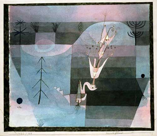 Paul Klee. Wallflower, 1922. Watercolor and pen and brown ink on paper. Sheet: 25.8×30.2 cm; Framed: 48.3×49.5 cm. Museum of Fine Arts, Boston.