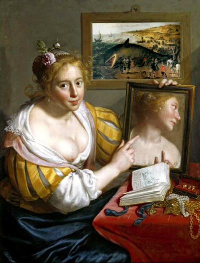 Paulus Moreelse (1571–1638). A Girl with a Mirror, an allegory of Profane Love. 1627. Oil on canvas. 105.5×83 cm. The Fitzwilliam Museum.