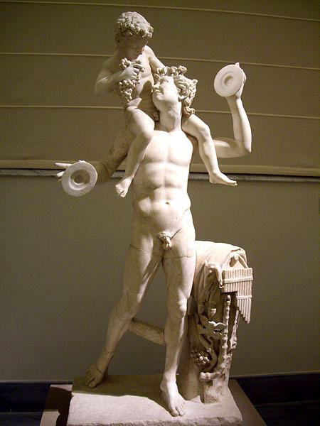 Dionysus as a child riding upon a satyr. Museo archeologico nazionale di Napoli.