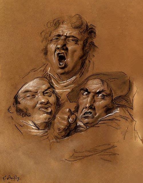 Louis-Léopold Boilly (1761–1845). Les Grimaces. 1823. Black chalk with white chalk heightening on wove paper.